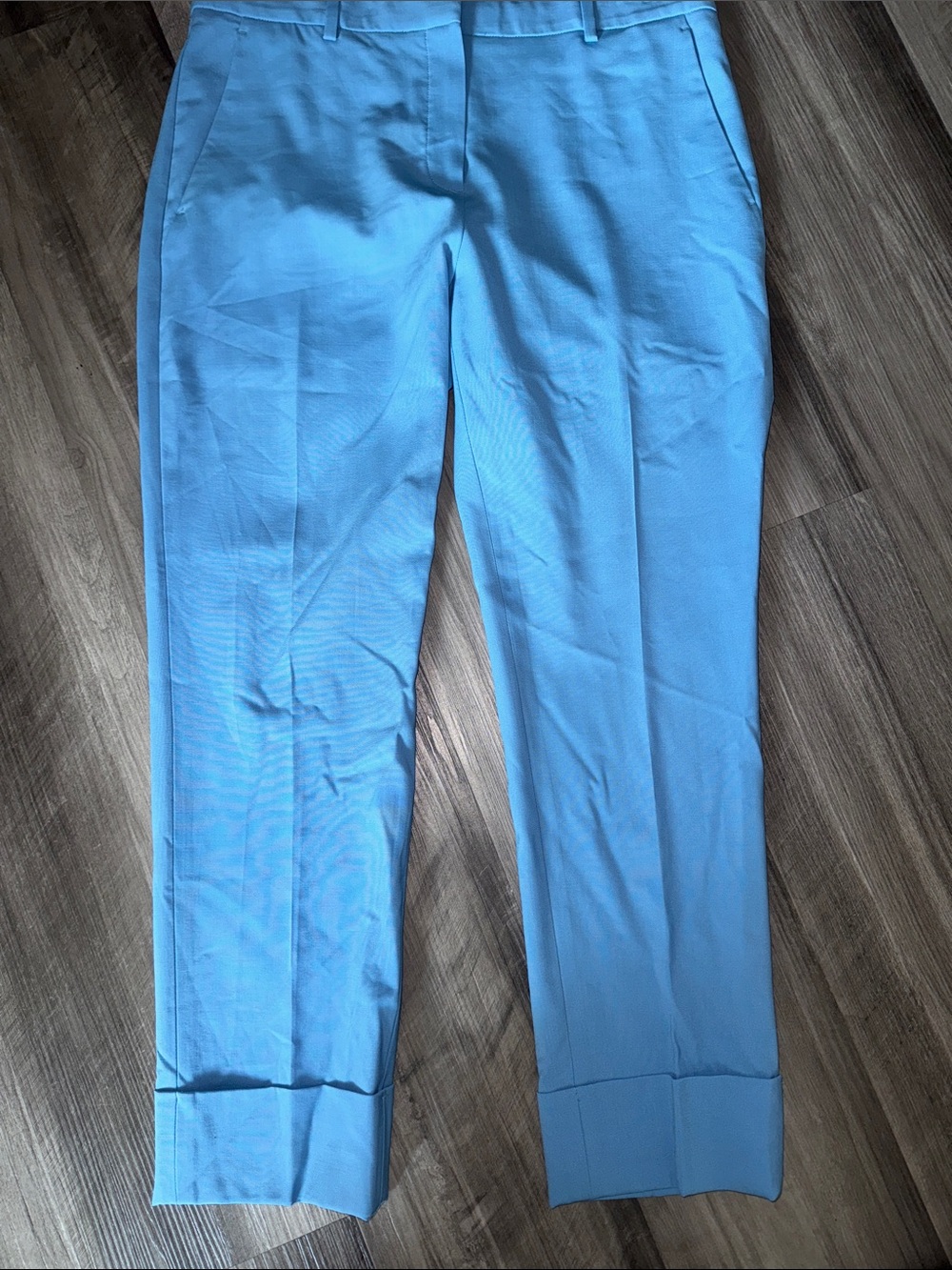 Theory 6 $335 Virgin Wool Crop Cuffed Ankle Trousers pants women’s blue business